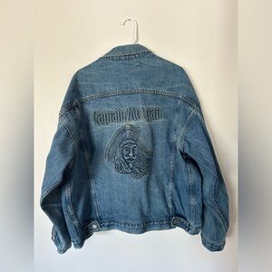 VINTAGE 90s NOS Captain Morgan Denim Jean Jacket Tyca Liquor Promo Large